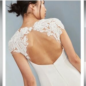 Amsale Midi Dress in Ivory Crepe (LW142)